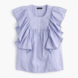 J.Crew Ruffle Front Eyelet Trim Cotton Blouse